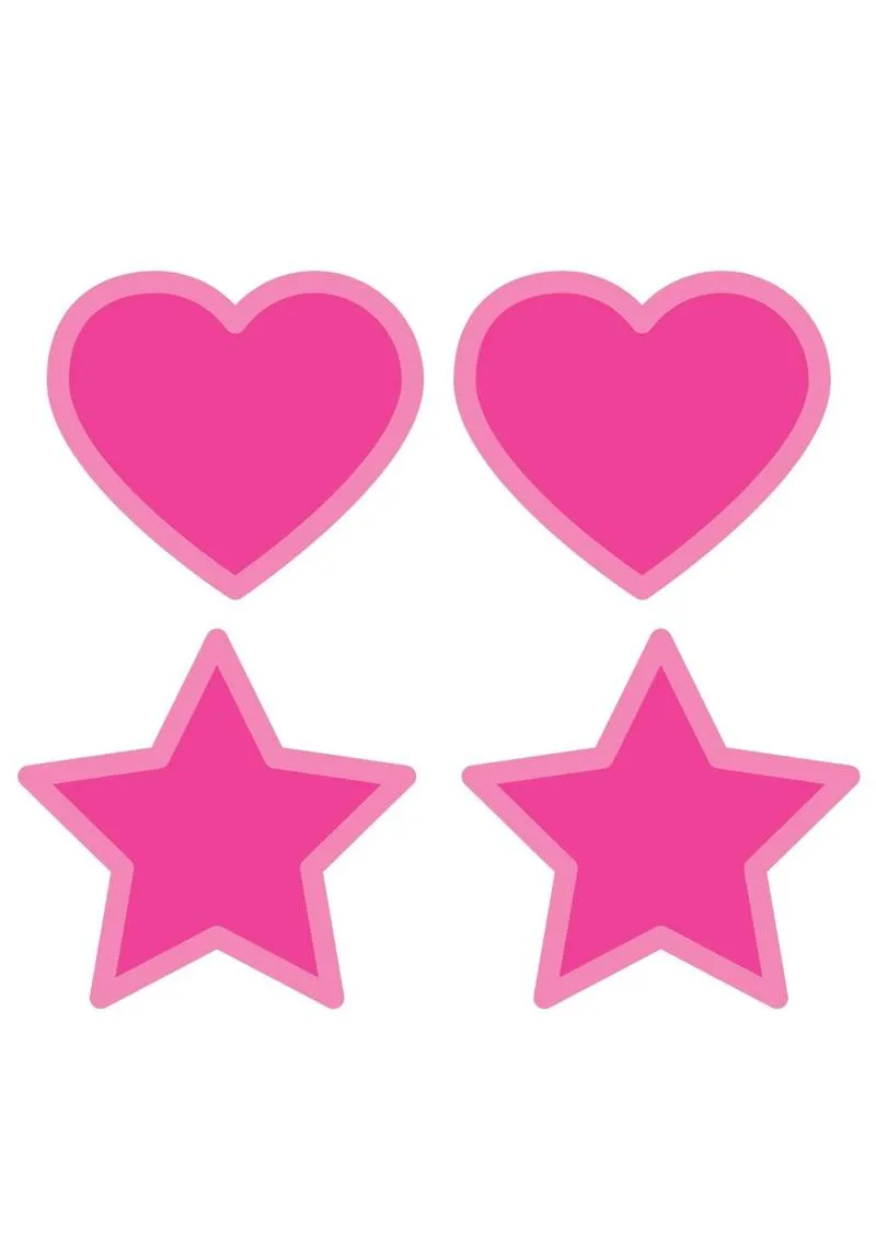 Peekaboos Glow copricapezzoli rosa cuori stelle 2 paia