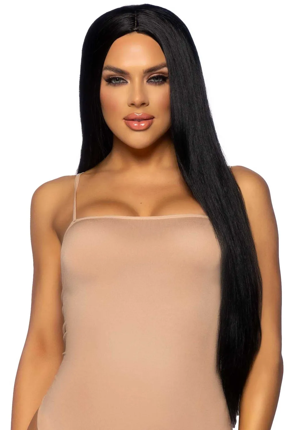 Leg Avenue Center Part parrucca lunga rosa neon liscia