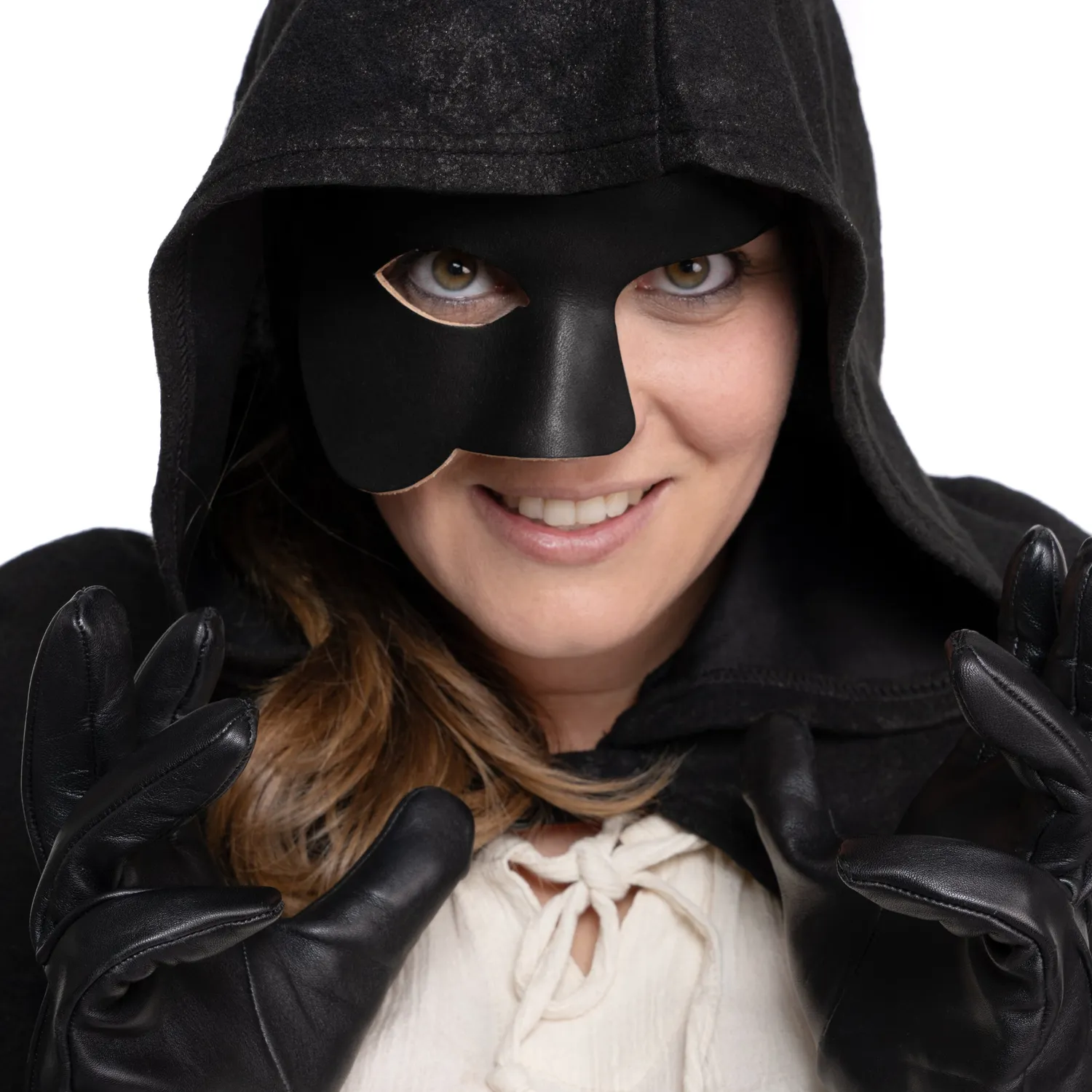 Altenburg Phantom maschera veneziana cuoio nera dipinta