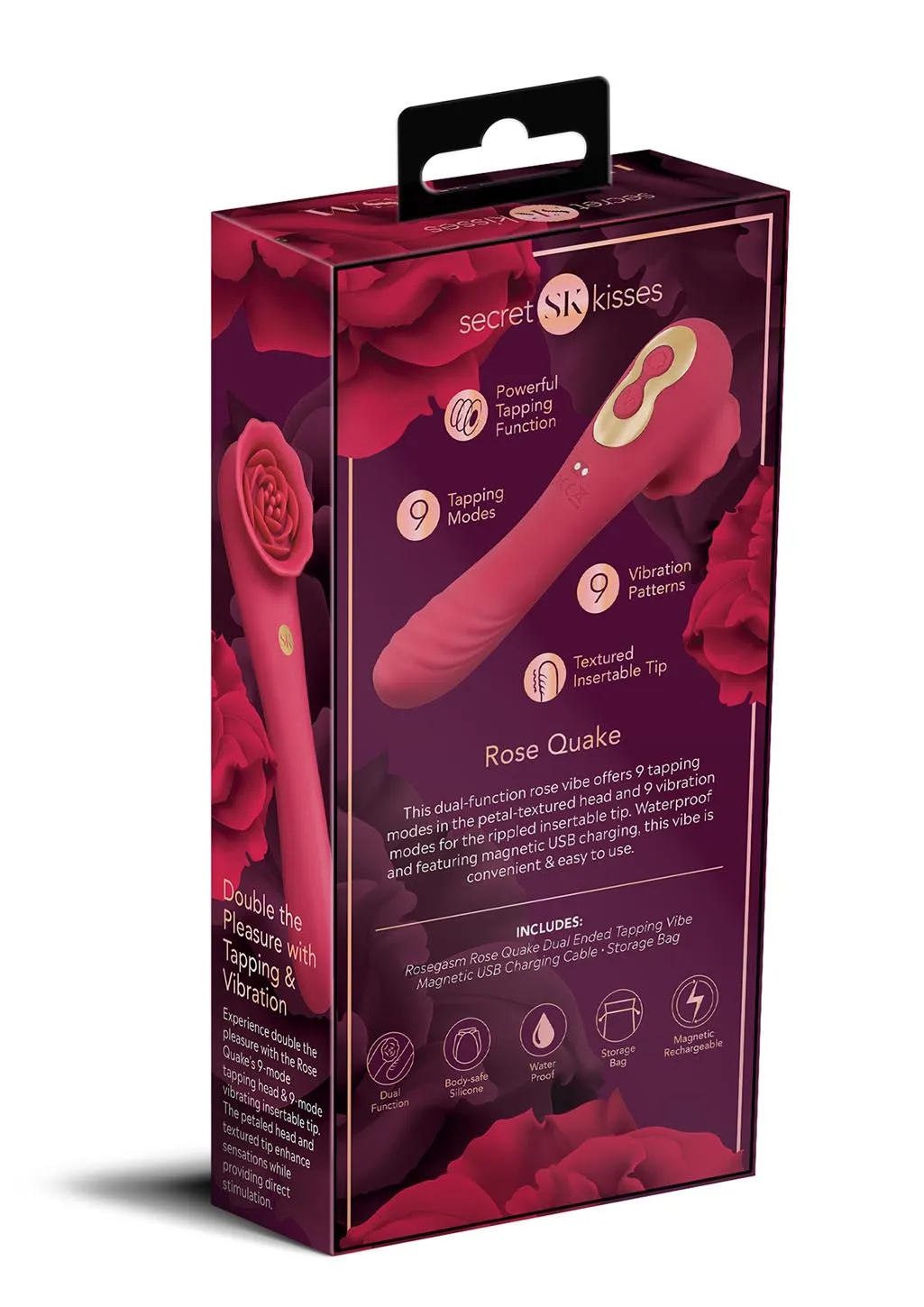 Secret Kisses Rosegasm Rose Quake vibratore rosso