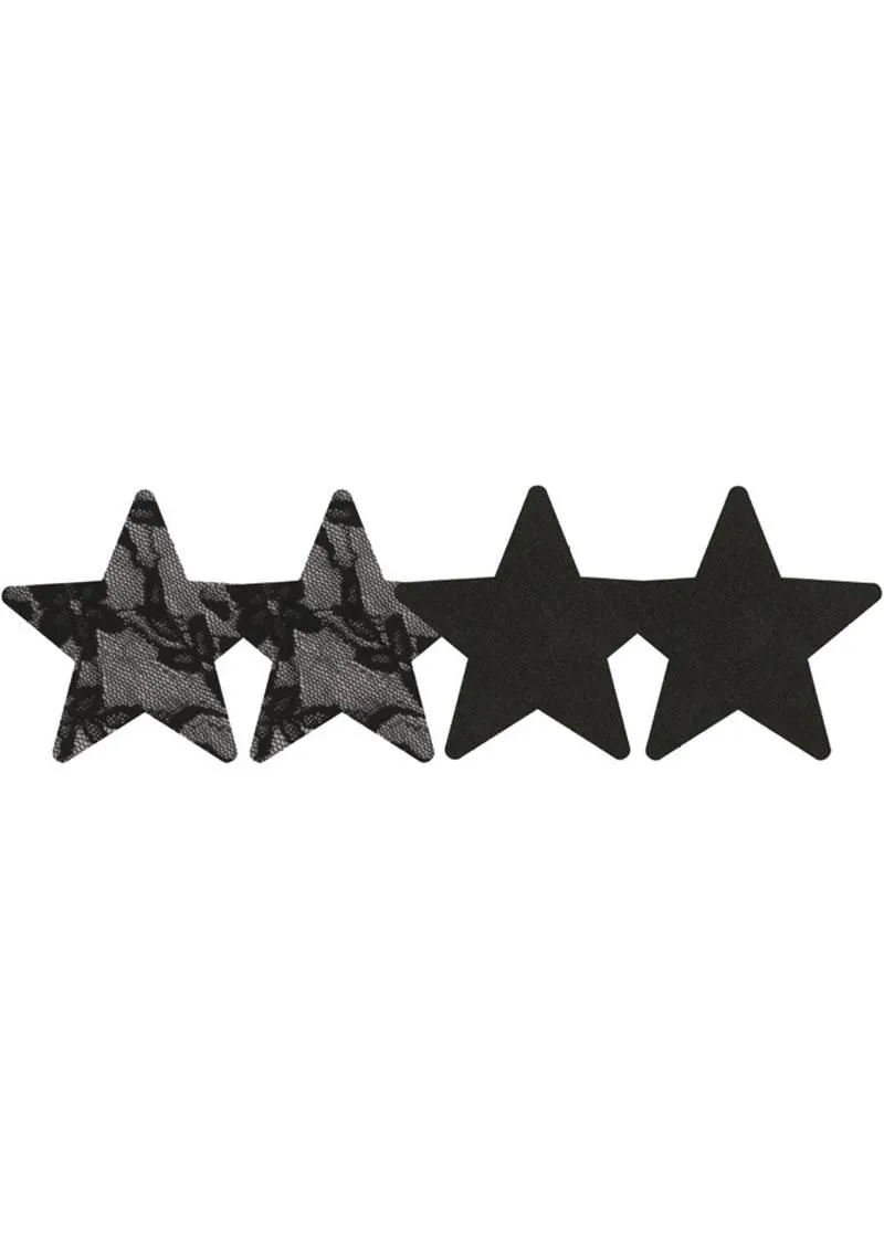 Pleasure Wigs Peekaboos Copricapezzoli Stelle in Raso Nero