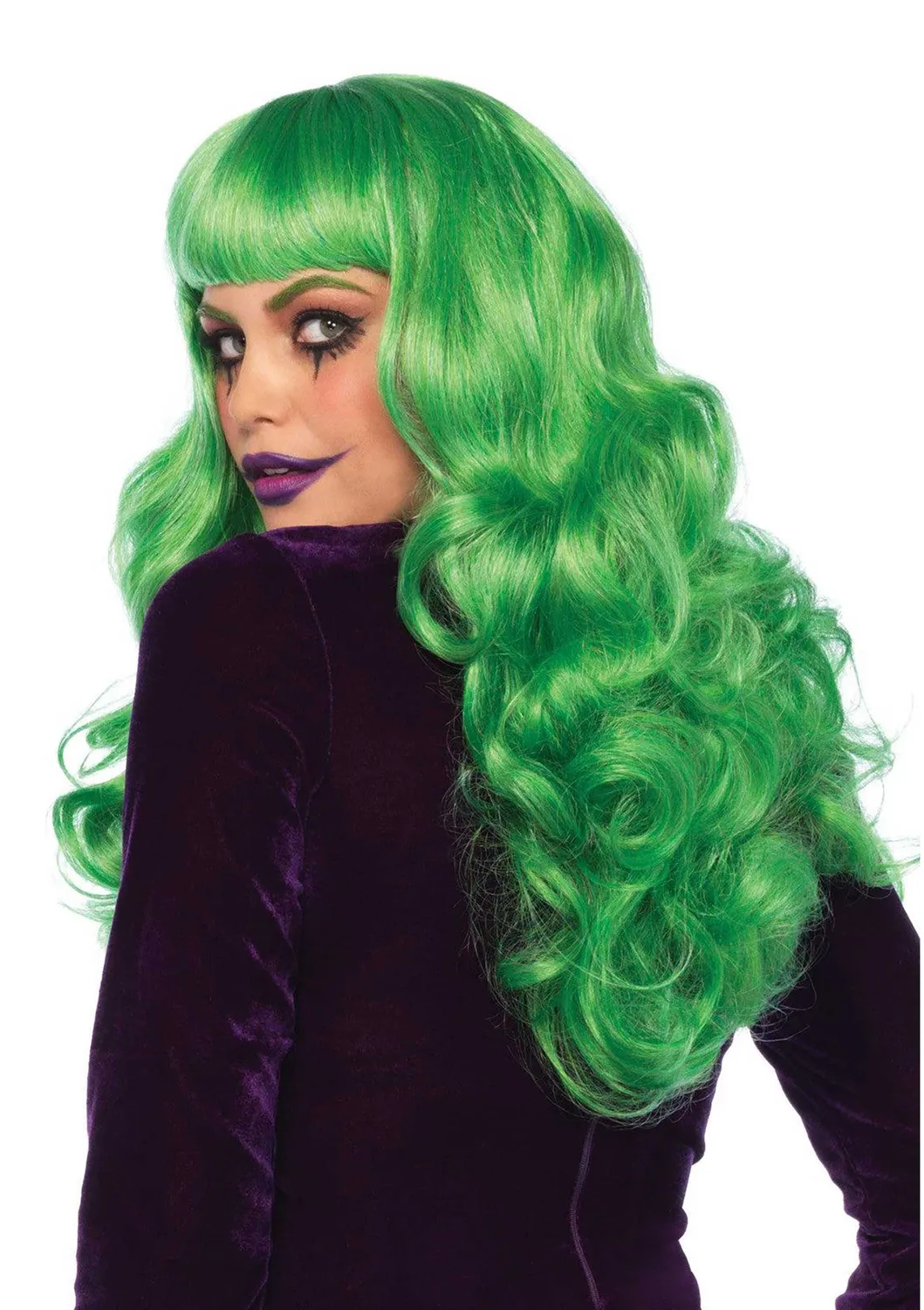 Leg Avenue Misfit parrucca ondulata verde blu frangia lunga