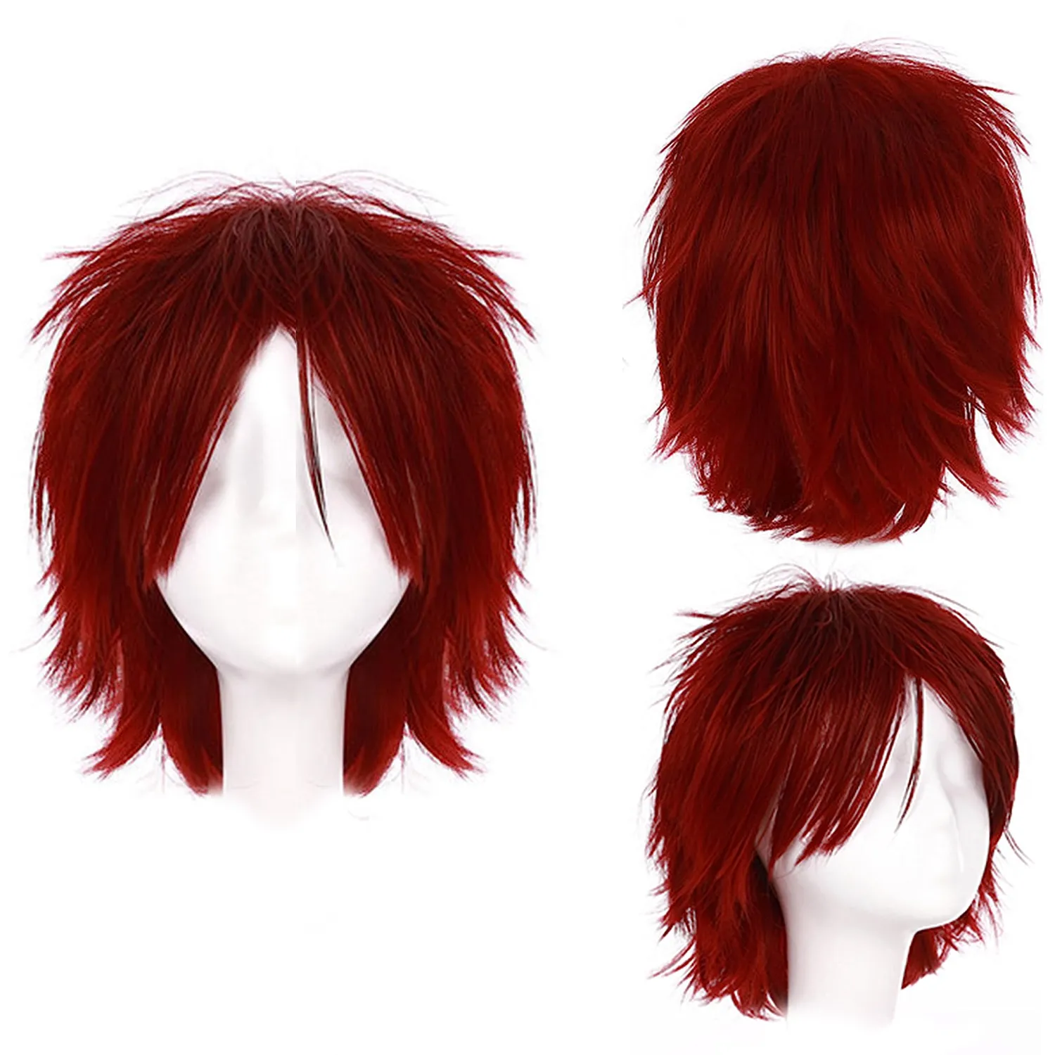 Gairyan Parrucca Rossa Corta Cosplay Sintetica con Frangia Unisex