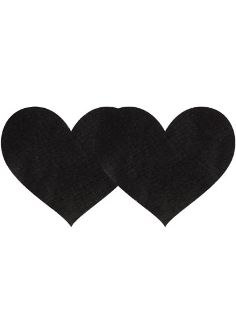 Peekaboos Pasties cuori raso nero copricapezzoli adesivi