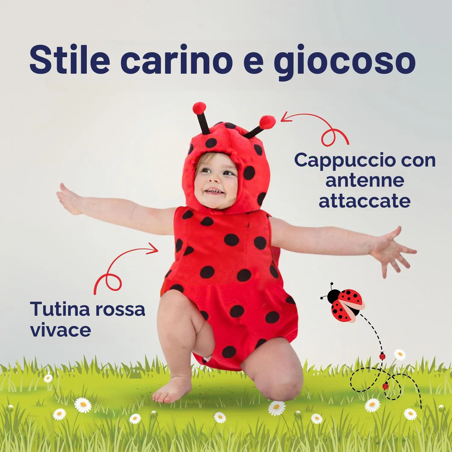 Dress Up America Costume Coccinella Neonata 6-12 Mesi Rosso Nero
