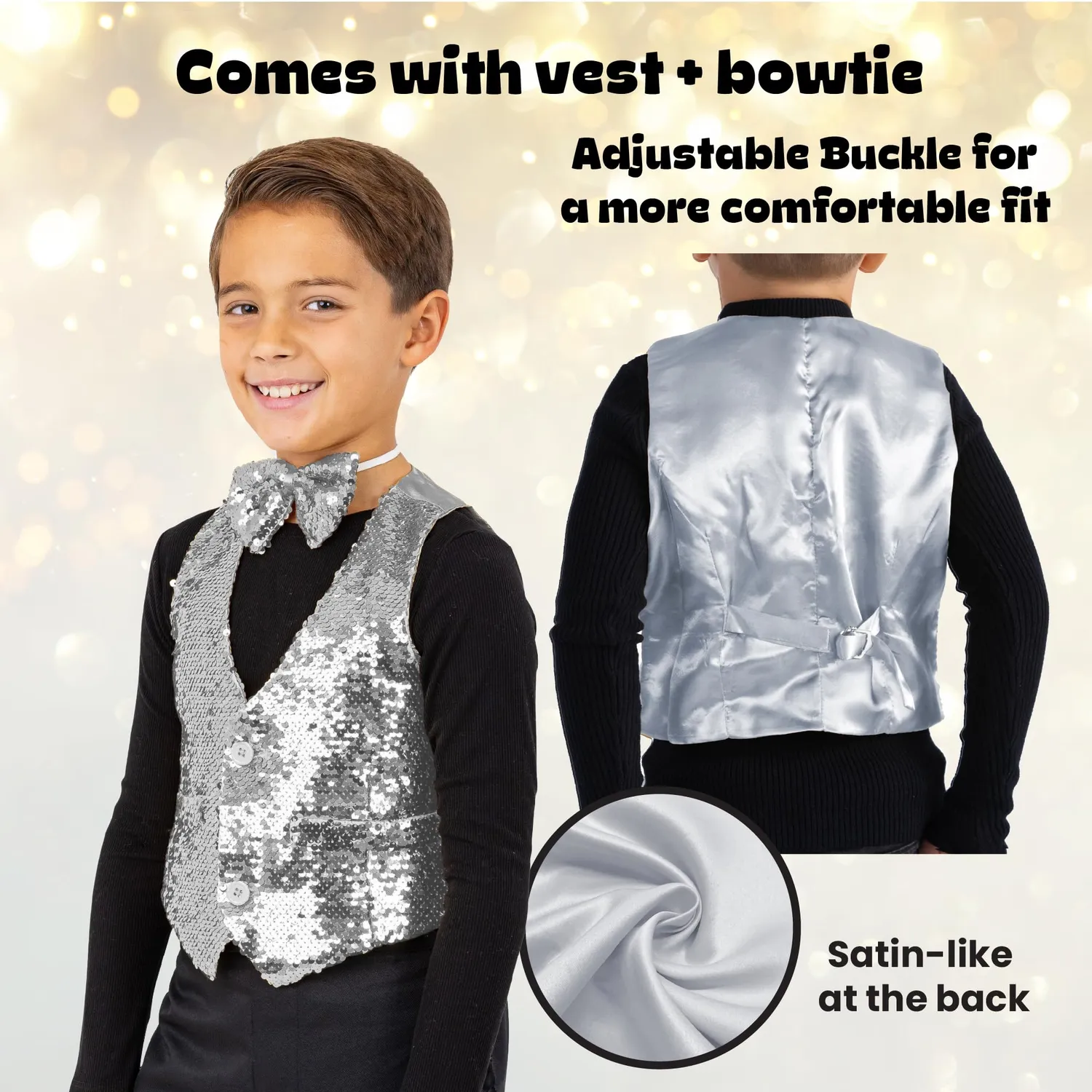 Dress Up America Paillettes gilet bambino oro XL 14-18 anni
