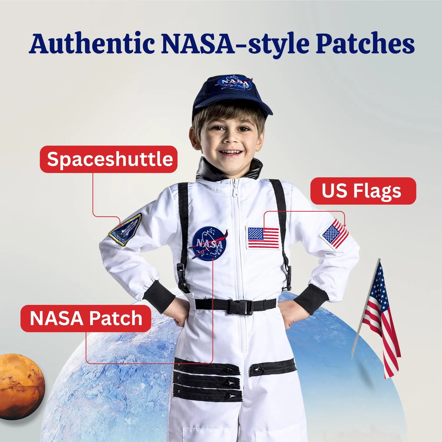 Dress Up America Costume Astronauta NASA Bambini arancione unica