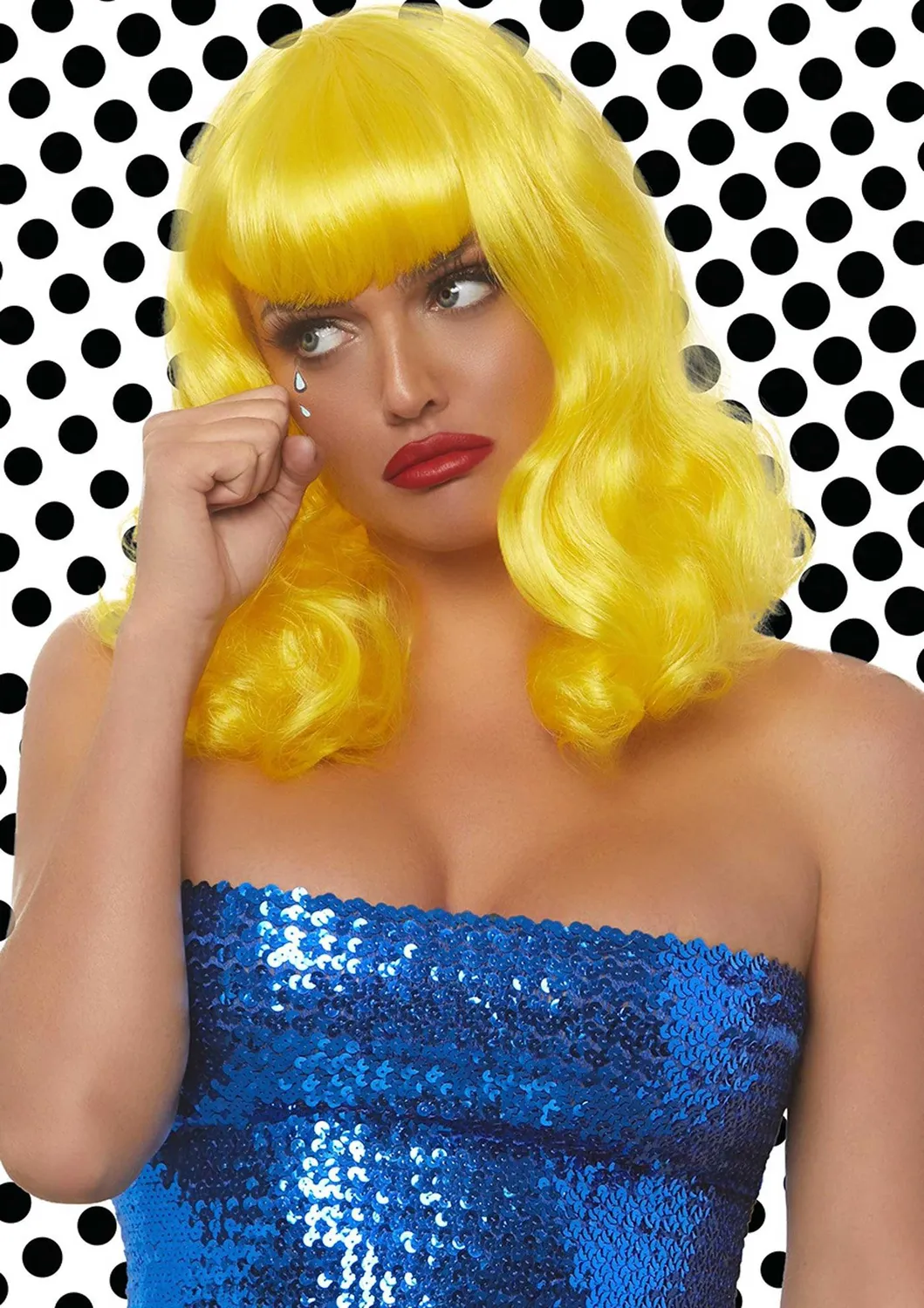 Leg Avenue Retro Bang Curly Bob parrucca gialla riccia