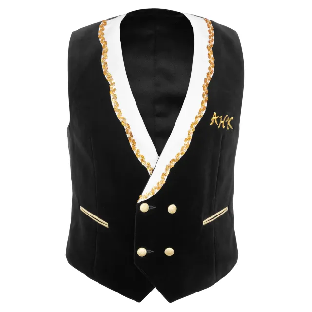 Altenburg Club gilet nero velluto con paillettes oro