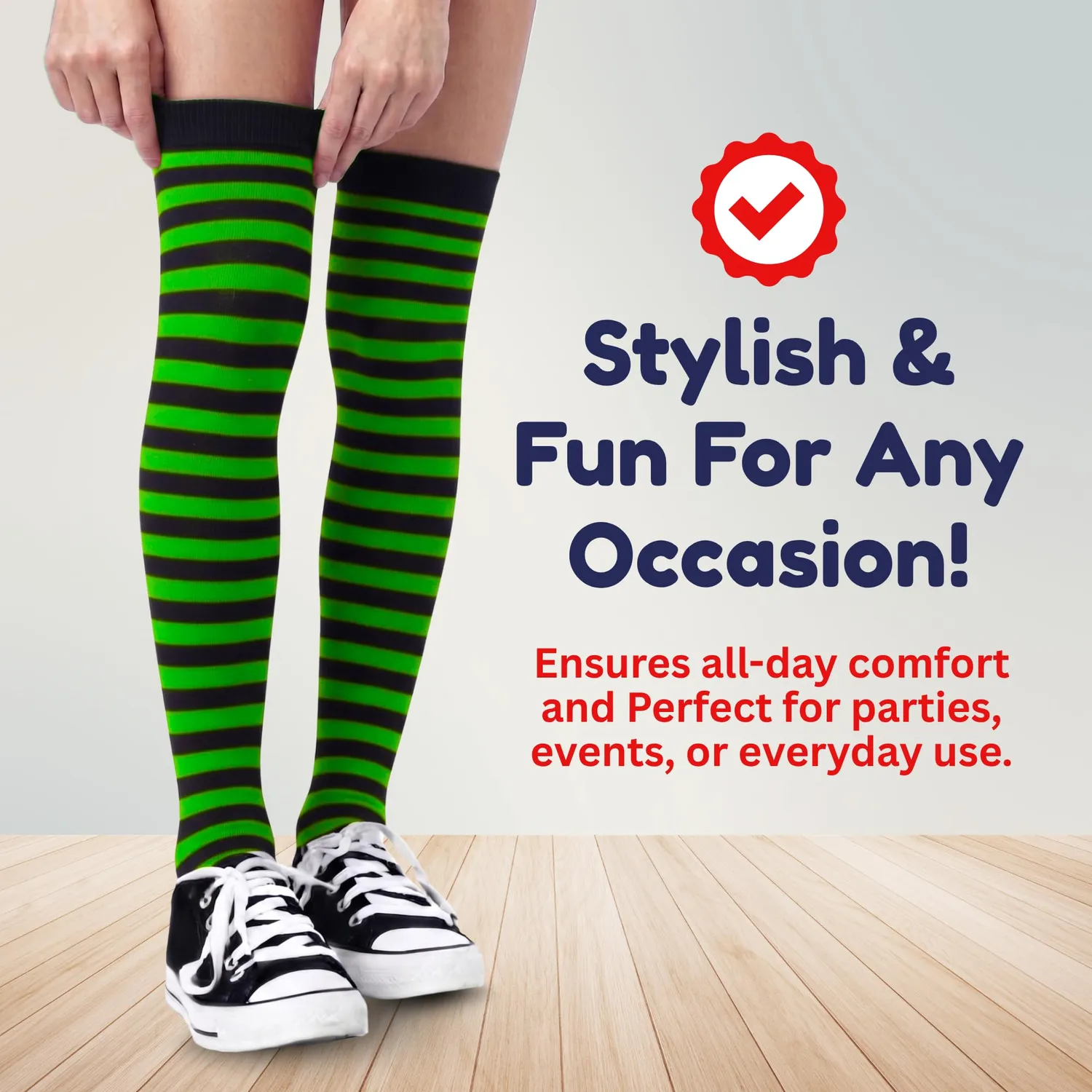 Dress Up America Calzini a Righe Nero Verde Taglia 4 Cotone