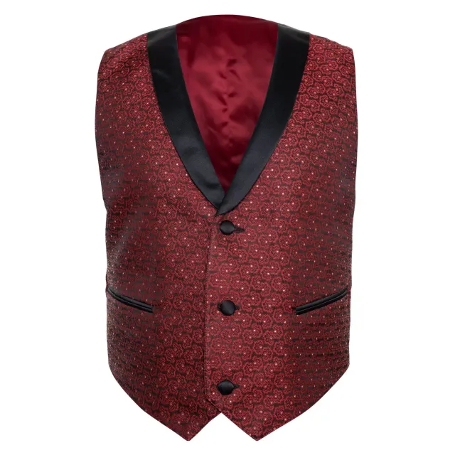 Altenburg Gilet Smoking Bordeaux Floreale Jacquard