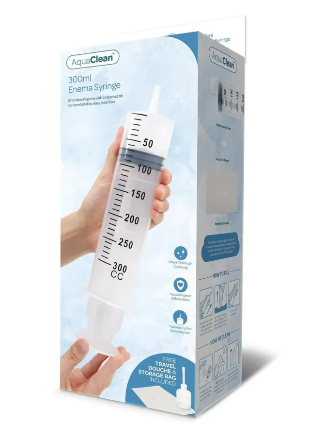 AquaClean 300ml siringa per clistere intimo con doccia da viaggio