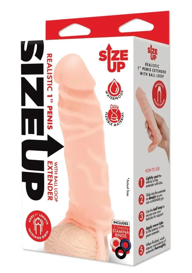 Size Up Extender Vanilla guaina realistica 1 pollice anelli
