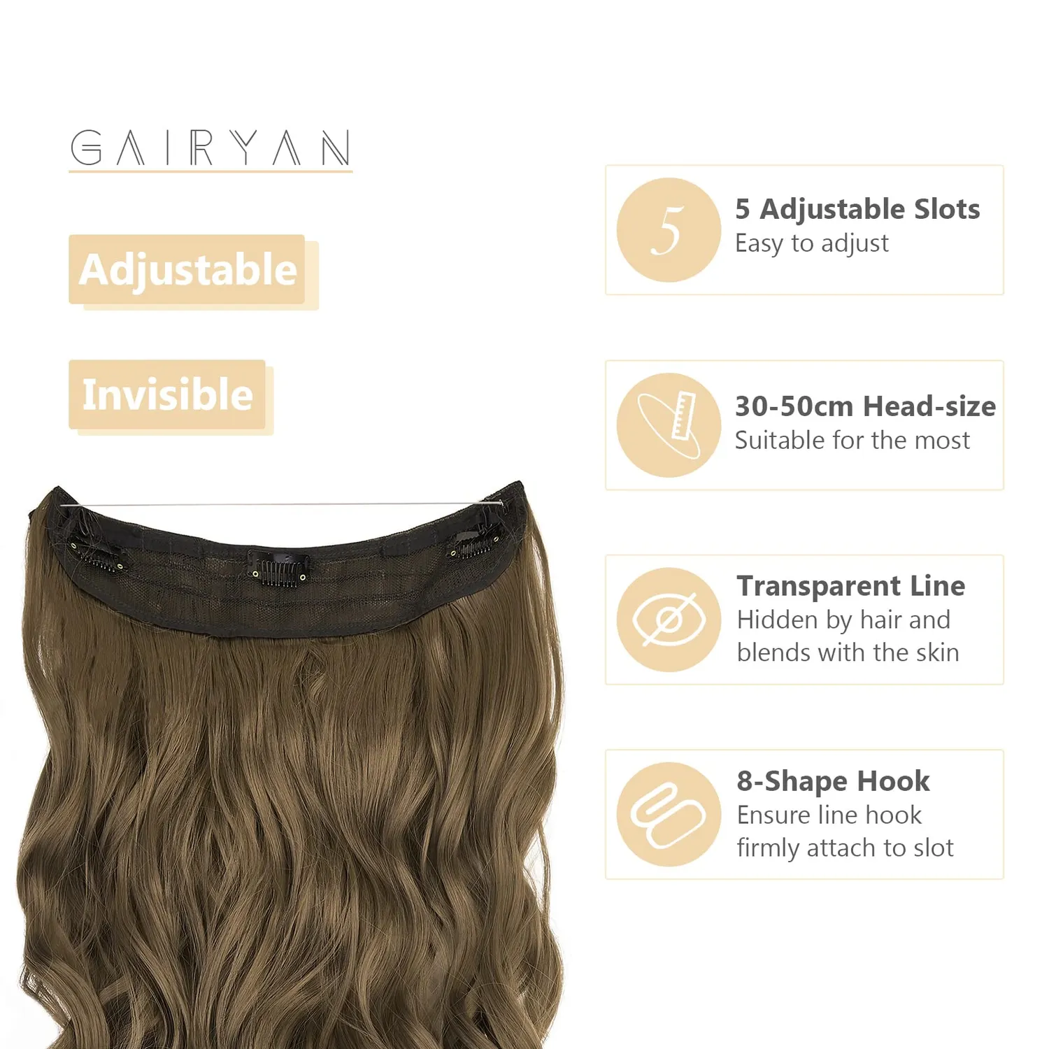 Gairyan Secret Wire extension capelli marrone dorato 45cm