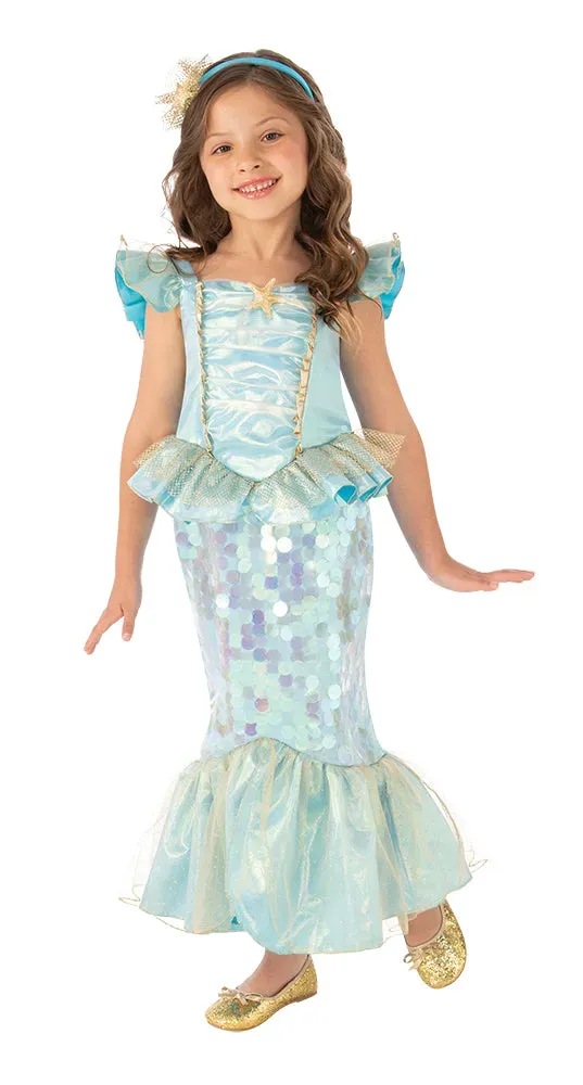 Rubies Sirena costume bambina azzurro con diadema taglia S