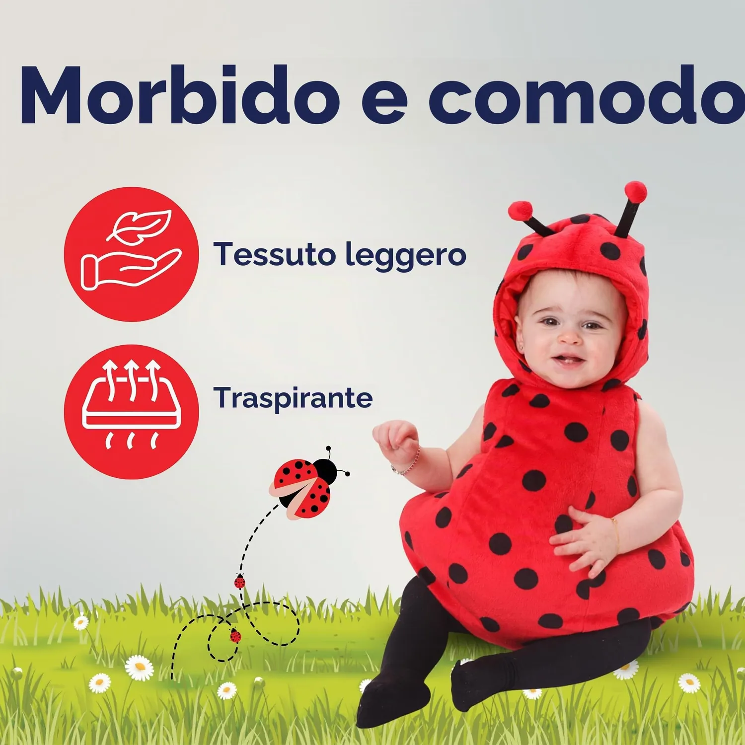Dress Up America Costume Coccinella Neonata 6-12 Mesi Rosso Nero