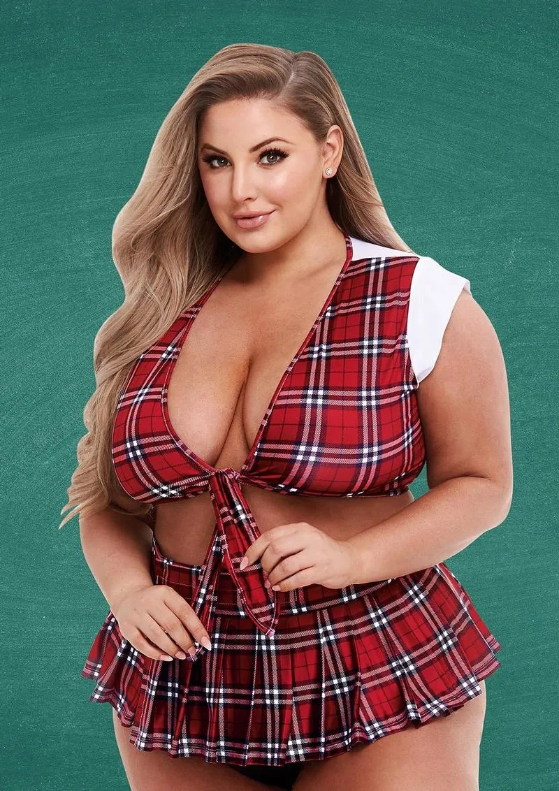 Teacher's Pet scolaretta costume sexy rosso 2 pezzi