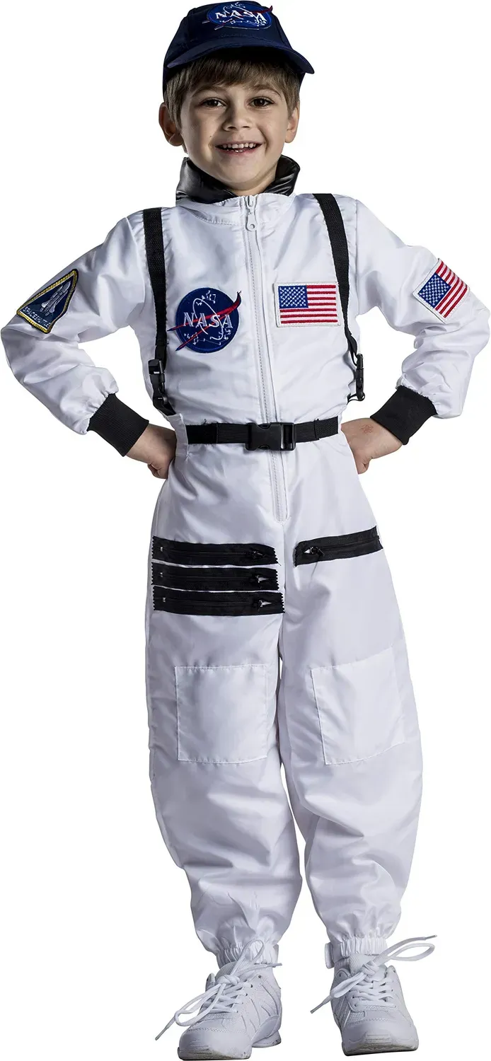 Dress Up America Costume Astronauta NASA Bambino 3-4 Anni Bianco