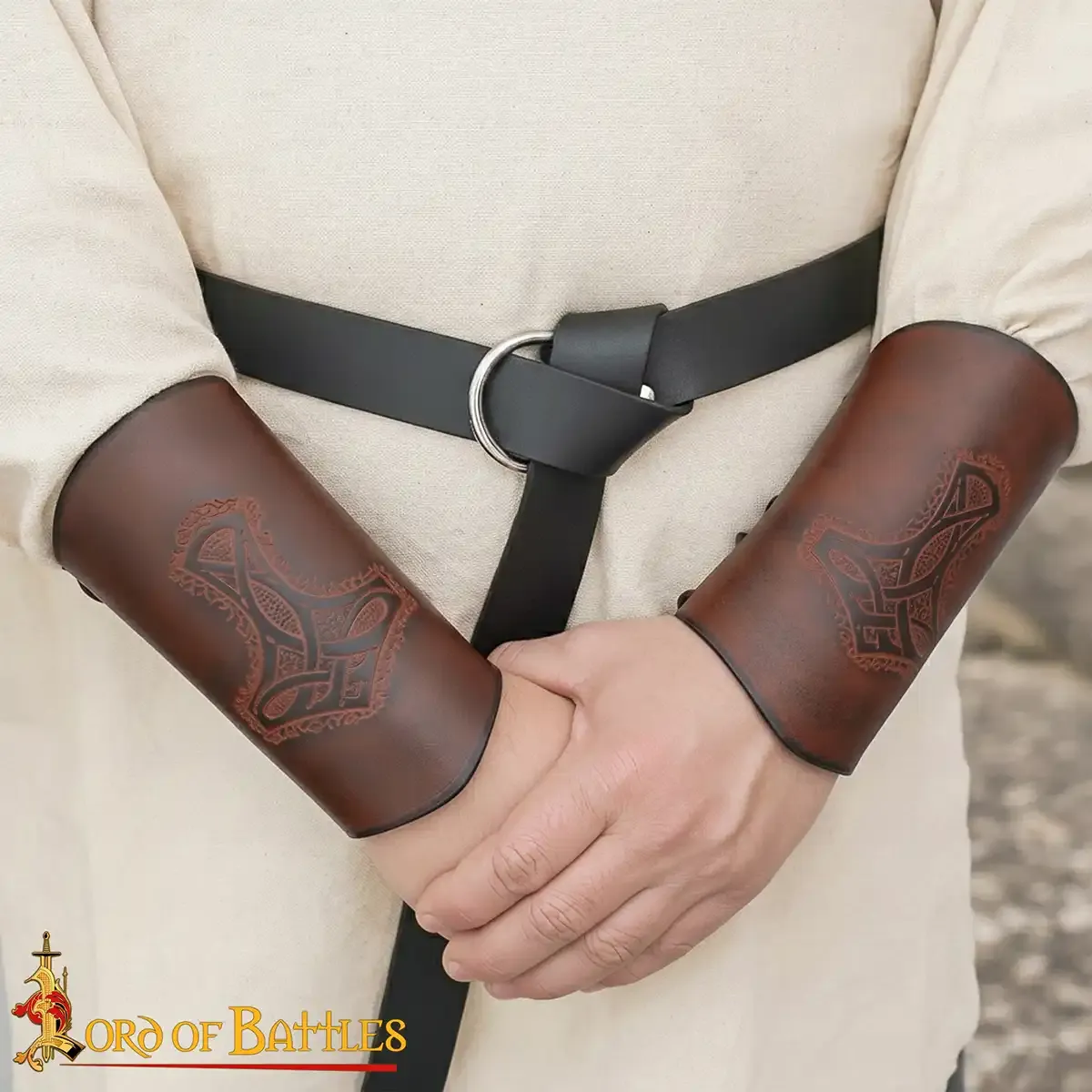 Medieworld Mjolnir bracciali avambraccio in pelle vera