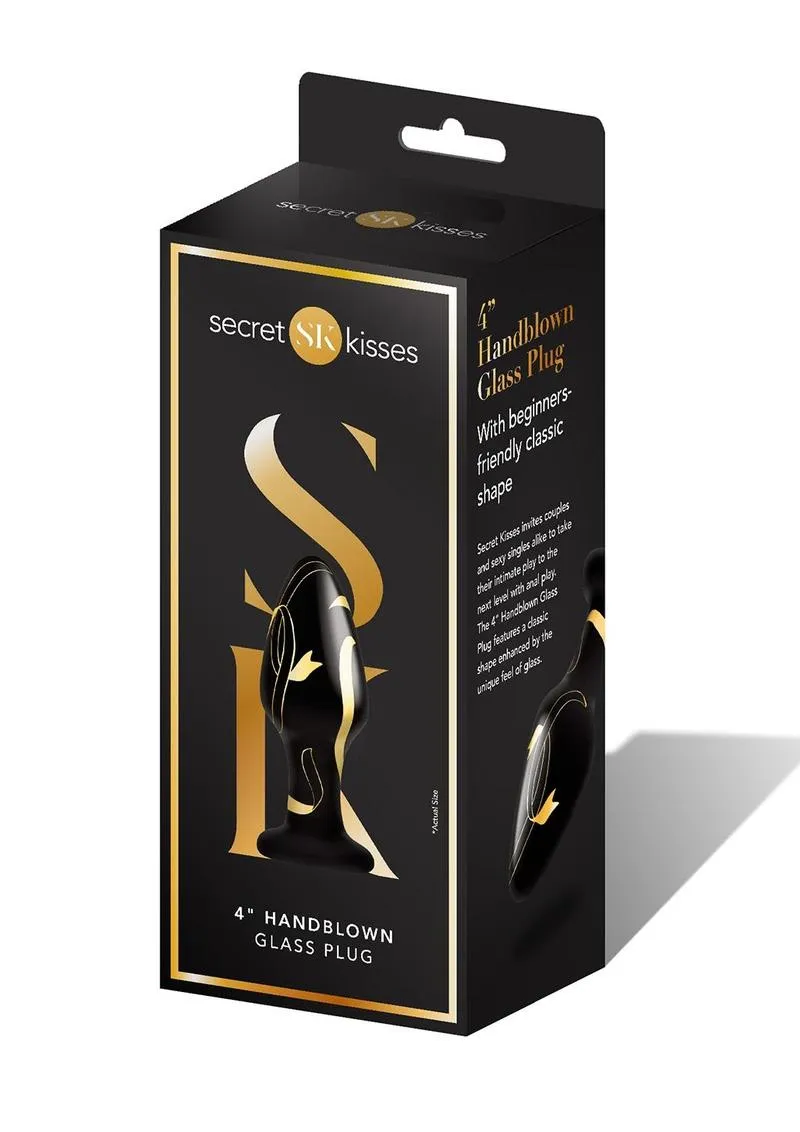 Secret Kisses Wide Plug 4" plug anale vetro nero-oro