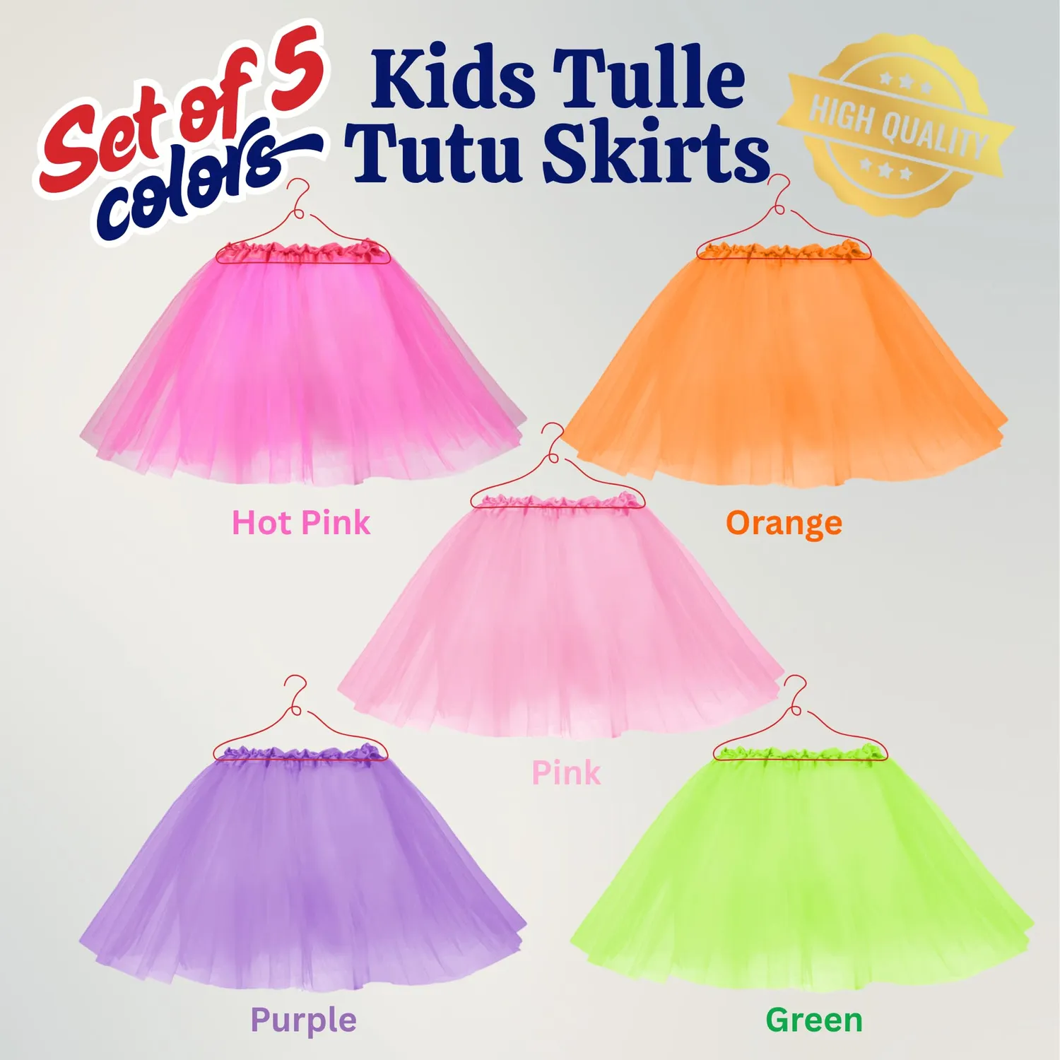 Dress Up America Gonne Tutu Bambina 5 Pezzi tulle multicolore