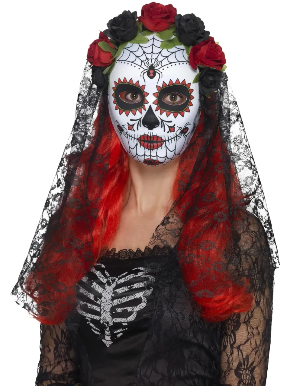 Rubies Giorno dei Morti maschera con velo donna