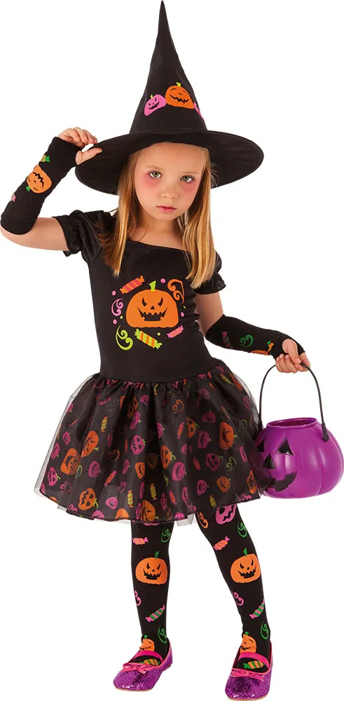 Rubies Candy costume strega bambina con cappello Halloween