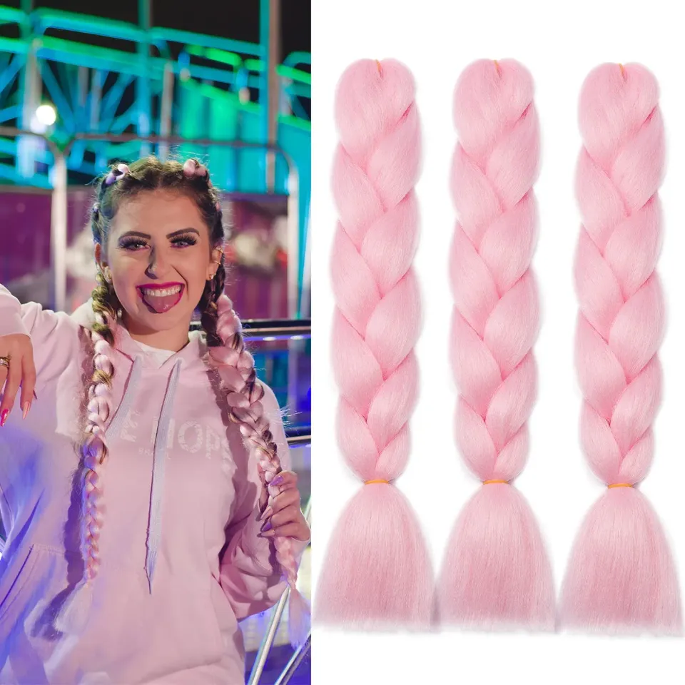 Gairyan Treccine extension capelli rosa 60cm kanekalon