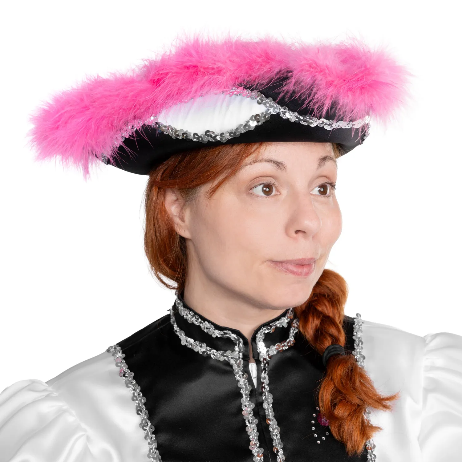 Altenburg Guard tricorno raso nero-bianco marabù rosa