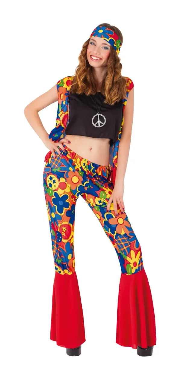 Rubies Hippie Woman costume donna anni 70 con gilet frange