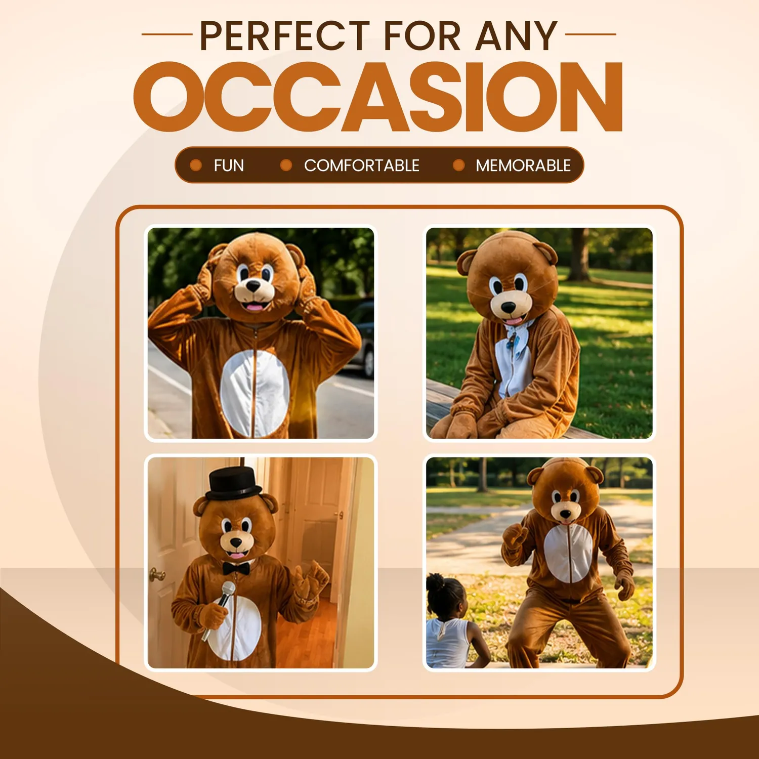Dress Up America Orso Bruno costume mascotte peluche