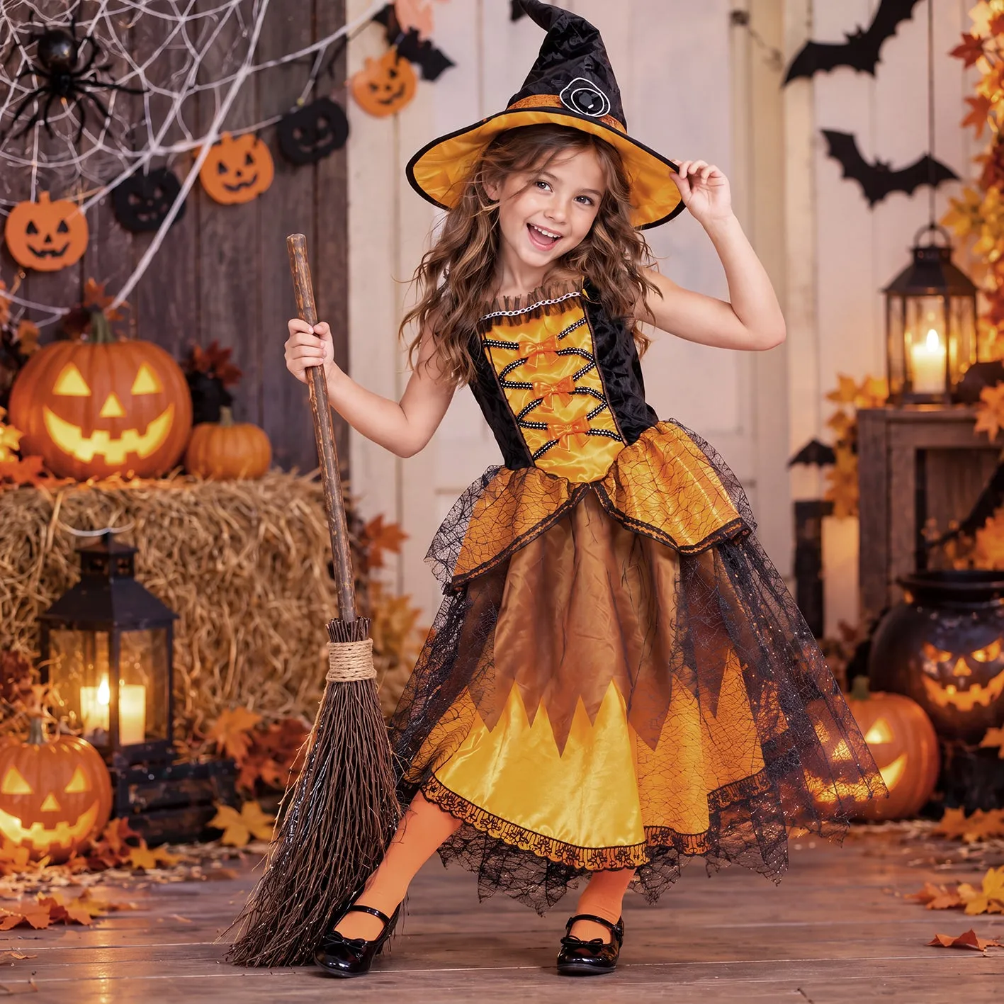 Rubies Strega Chic Costume arancione bambina Halloween