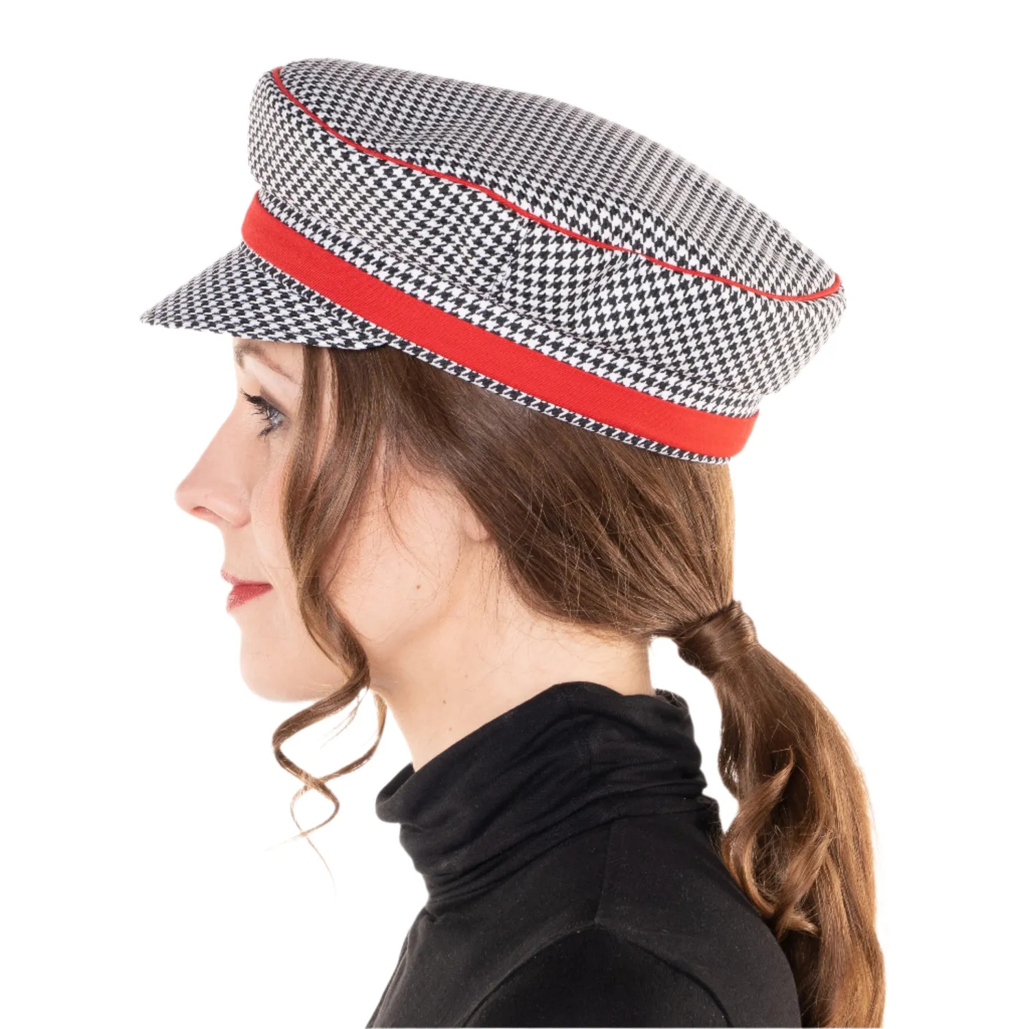 Altenburg Josefine berretto con visiera pied-de-poule rosso