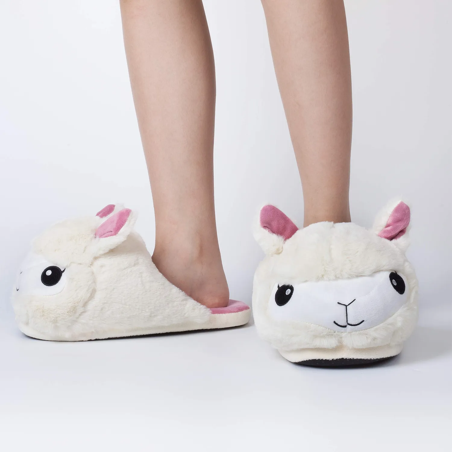 Katara Lama pantofole 36-44 aperte in peluche morbido