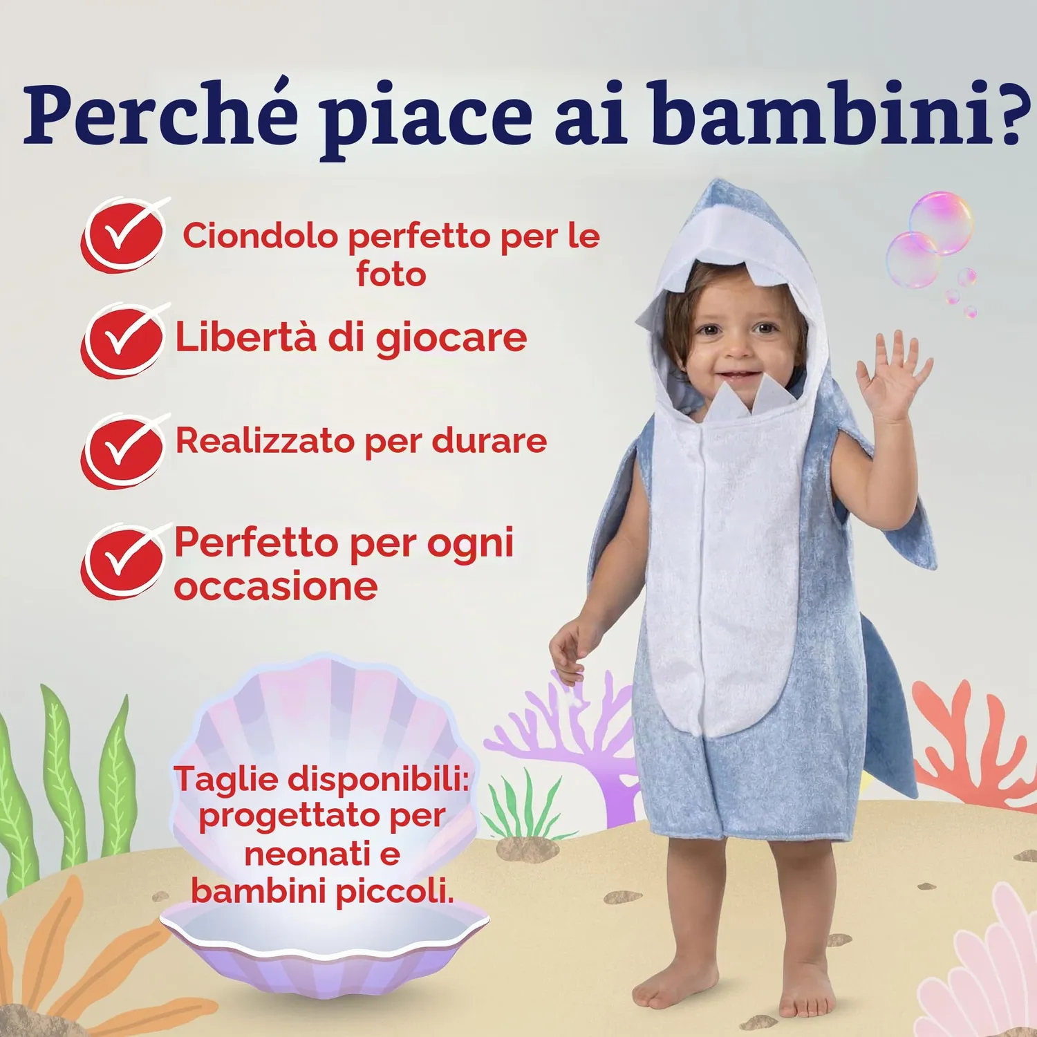 Dress Up America Costume Squalo Blu Bambino 3-4 Anni Morbido
