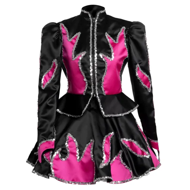 Altenburg abito majorette nero fiamme rosa paillettes