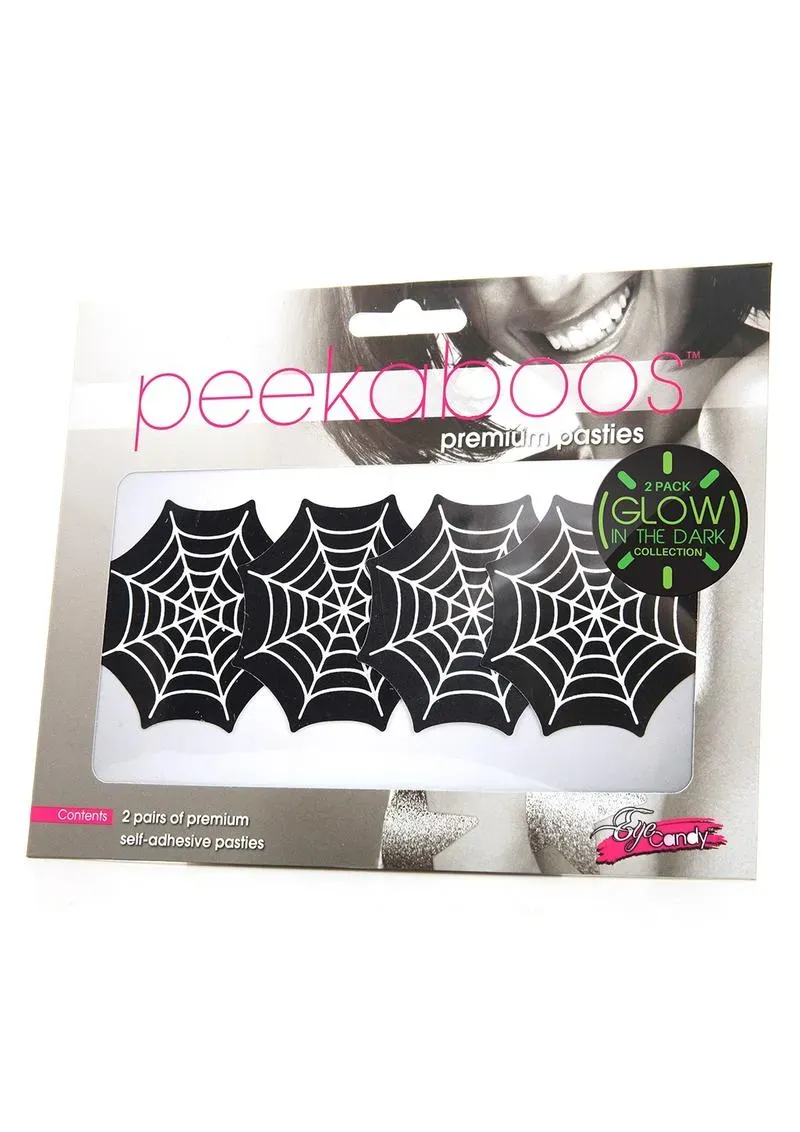 Pleasure Wigs Peekaboos Pasties copricapezzoli ragnatela glow 2 paia