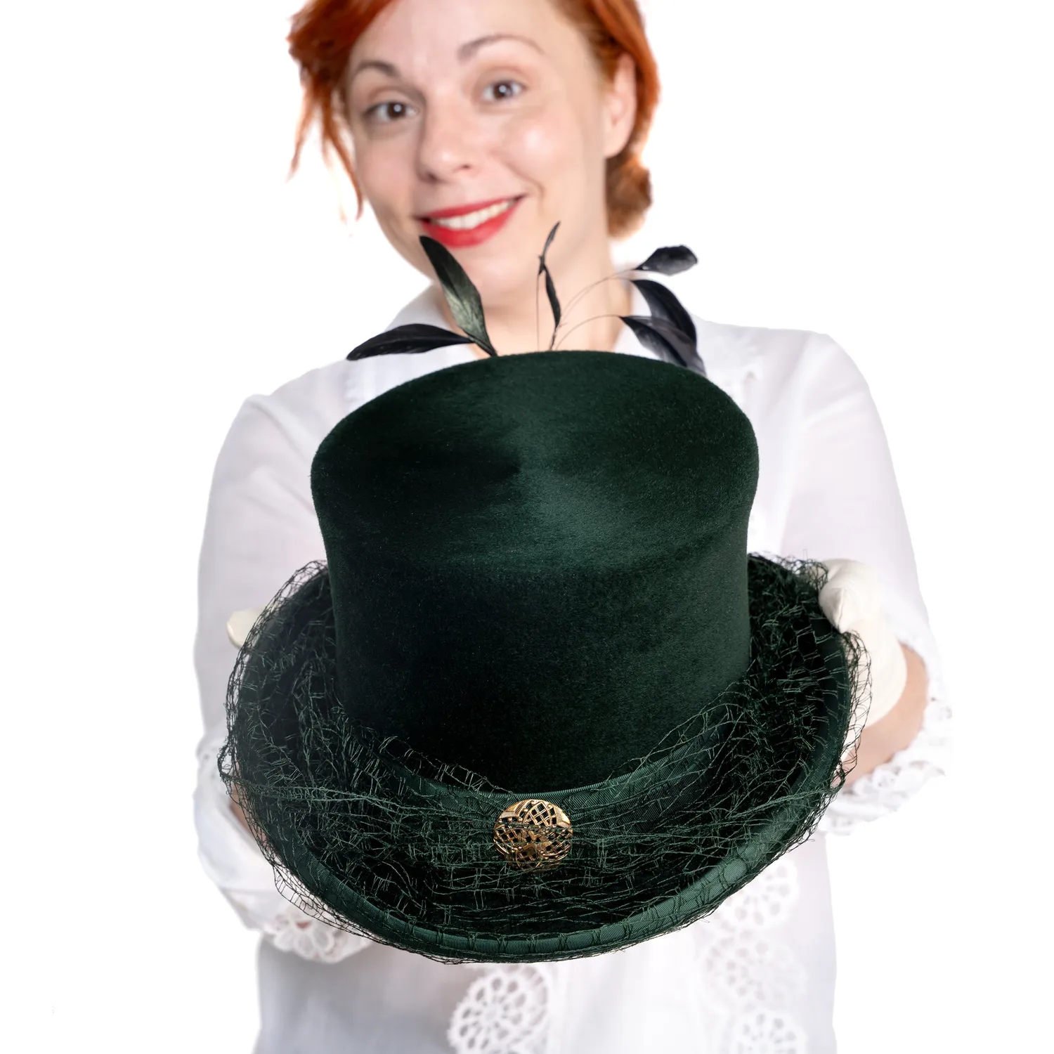 Altenburg Amazzone cilindro donna verde velo e piuma