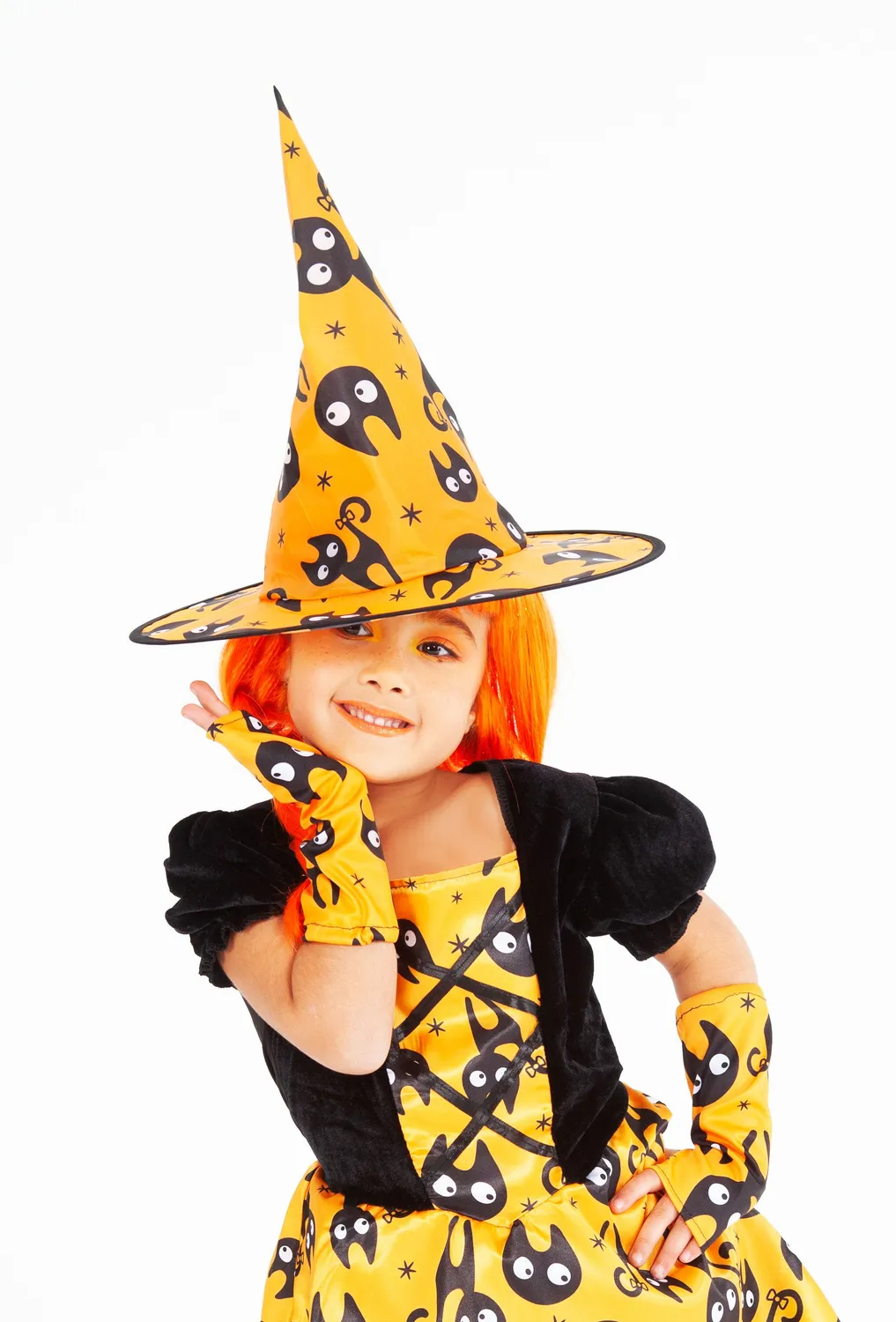 Rubies Mininos costume strega bambina arancione gattini