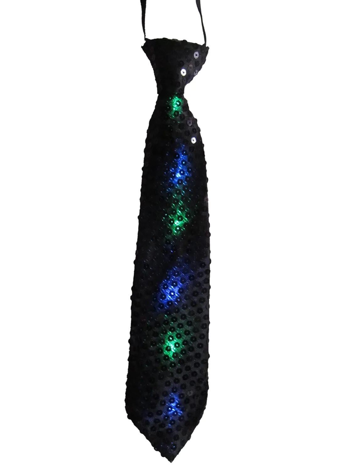 Dress Up America cravatta LED argento con paillettes