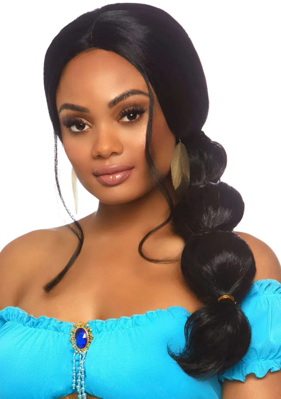 Leg Avenue Desert Princess parrucca lunga nera coda principessa