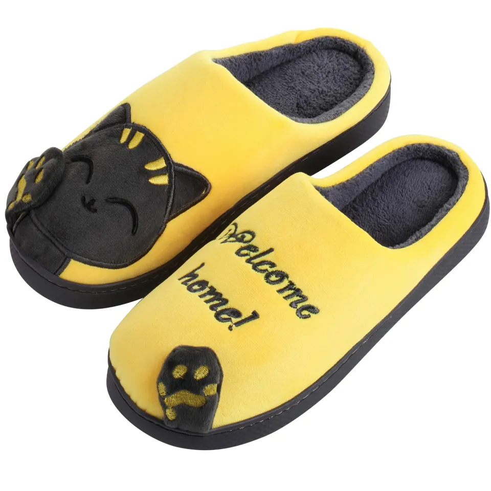 Katara Gatto Nero Giallo pantofole peluche unisex