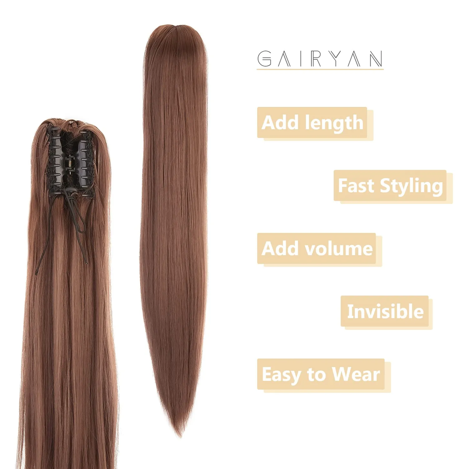 Gairyan Coda extension con pinza 52cm liscia auburn scuro