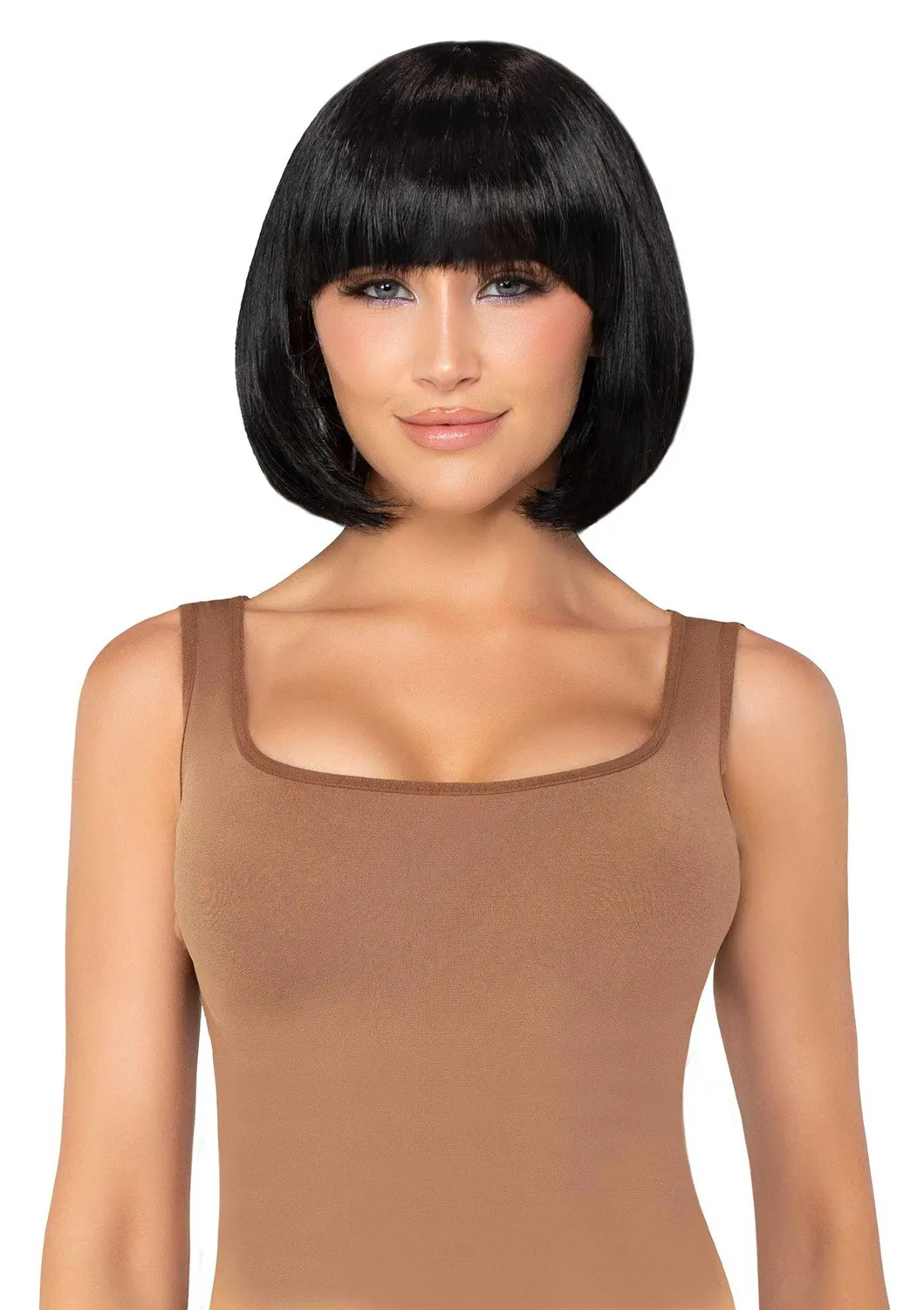Leg Avenue Short Natural Bob parrucca nera corta mento