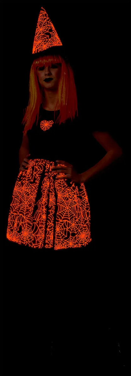 Rubies Spiderweb Neon costume strega M arancione