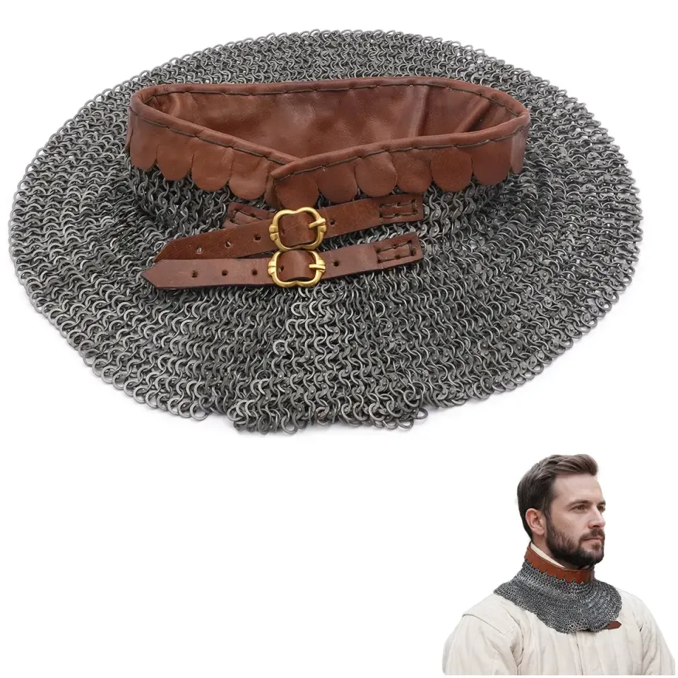 Medieworld Chainmail Gorget 6mm 18 Gauge gorgiera acciaio