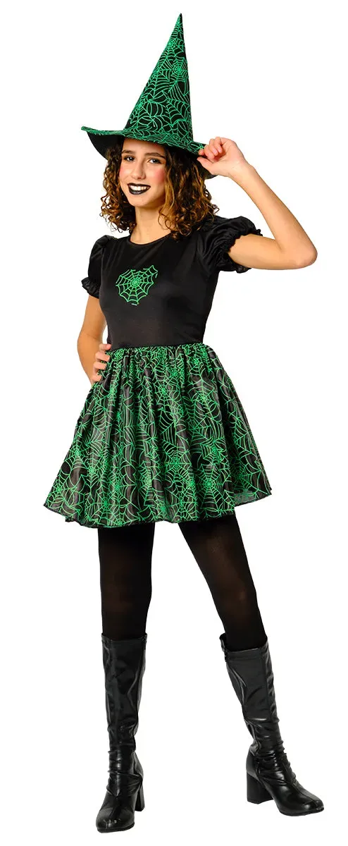 Rubies Strega Spiderweb costume bambina M verde neon