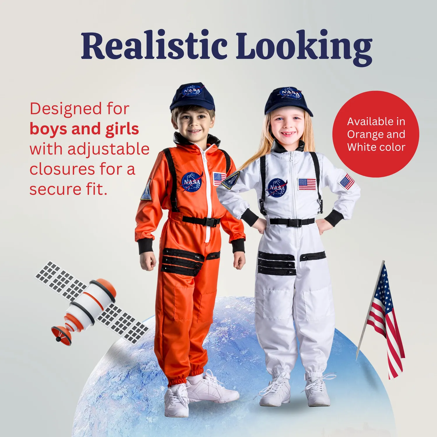 Dress Up America Costume Astronauta NASA Bambini arancione unica