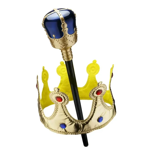 Dress Up America Corona Oro scettro blu bimbi