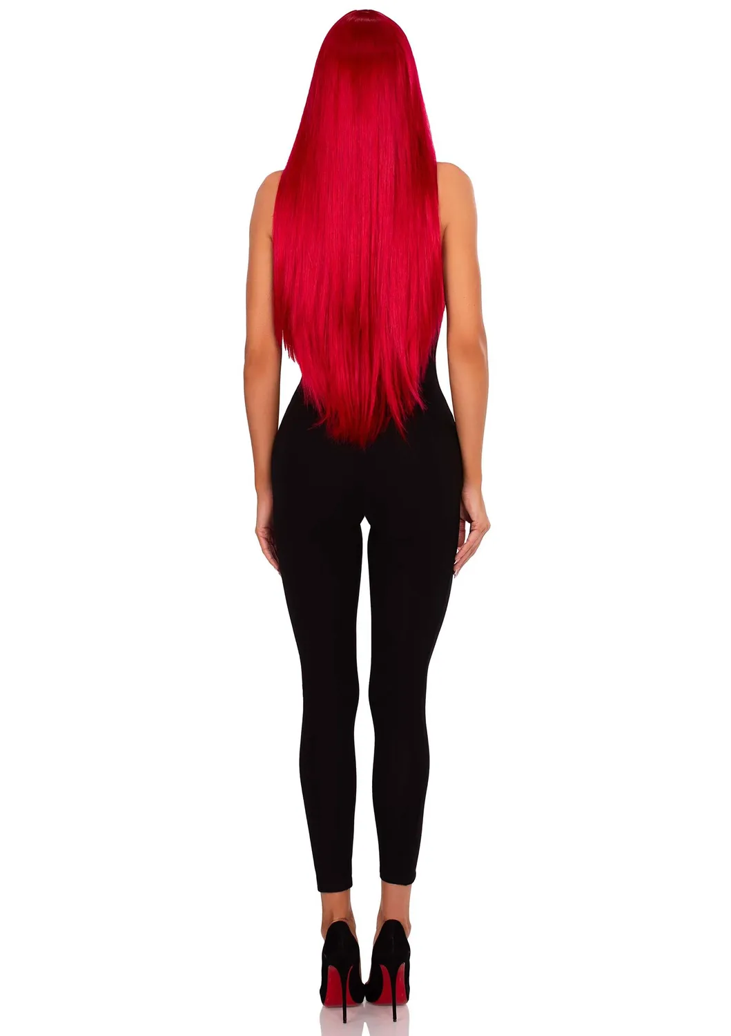 Leg Avenue Center Part parrucca lunga rosa neon liscia